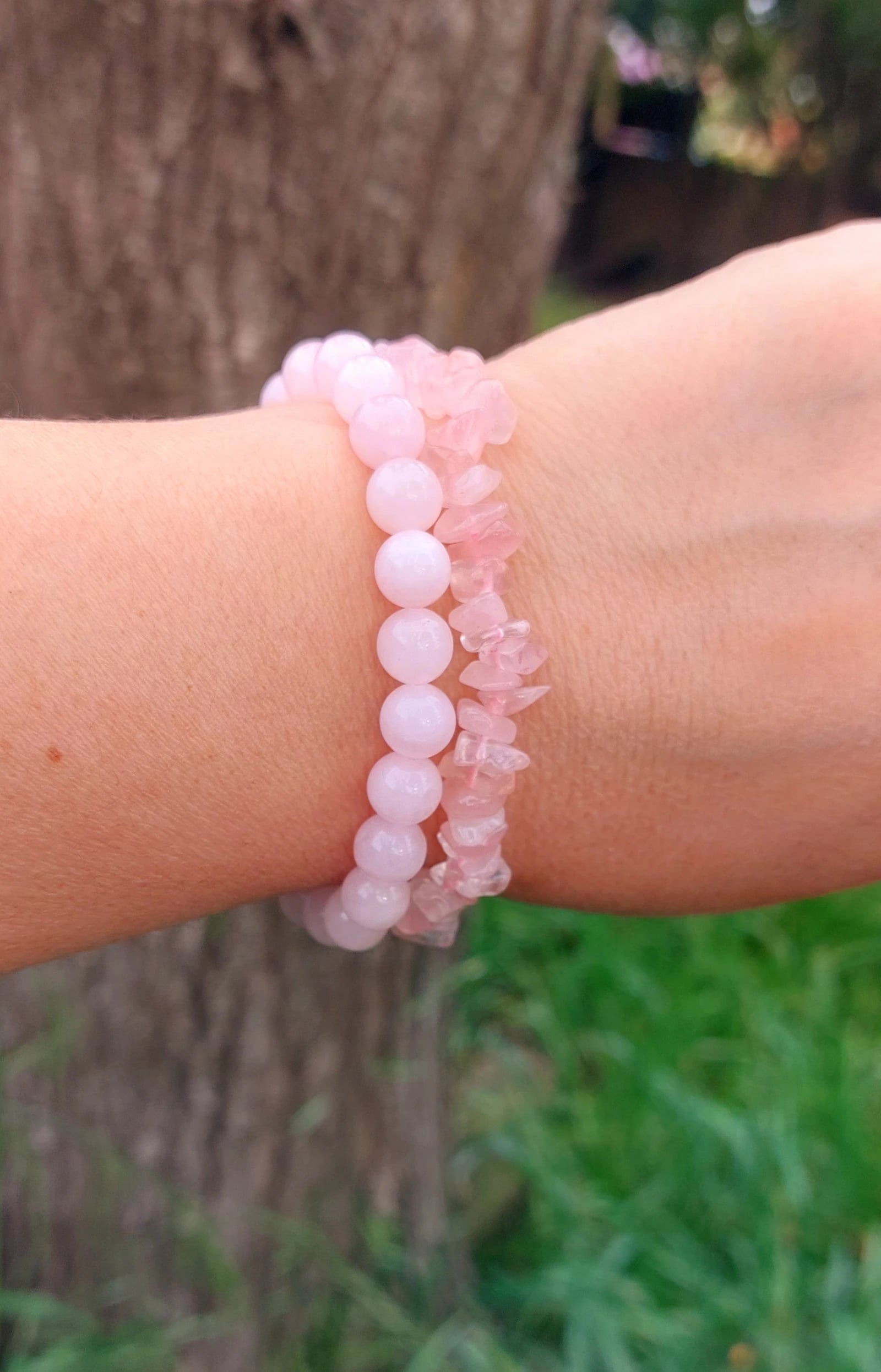Combo pulseras Cuarzo rosa