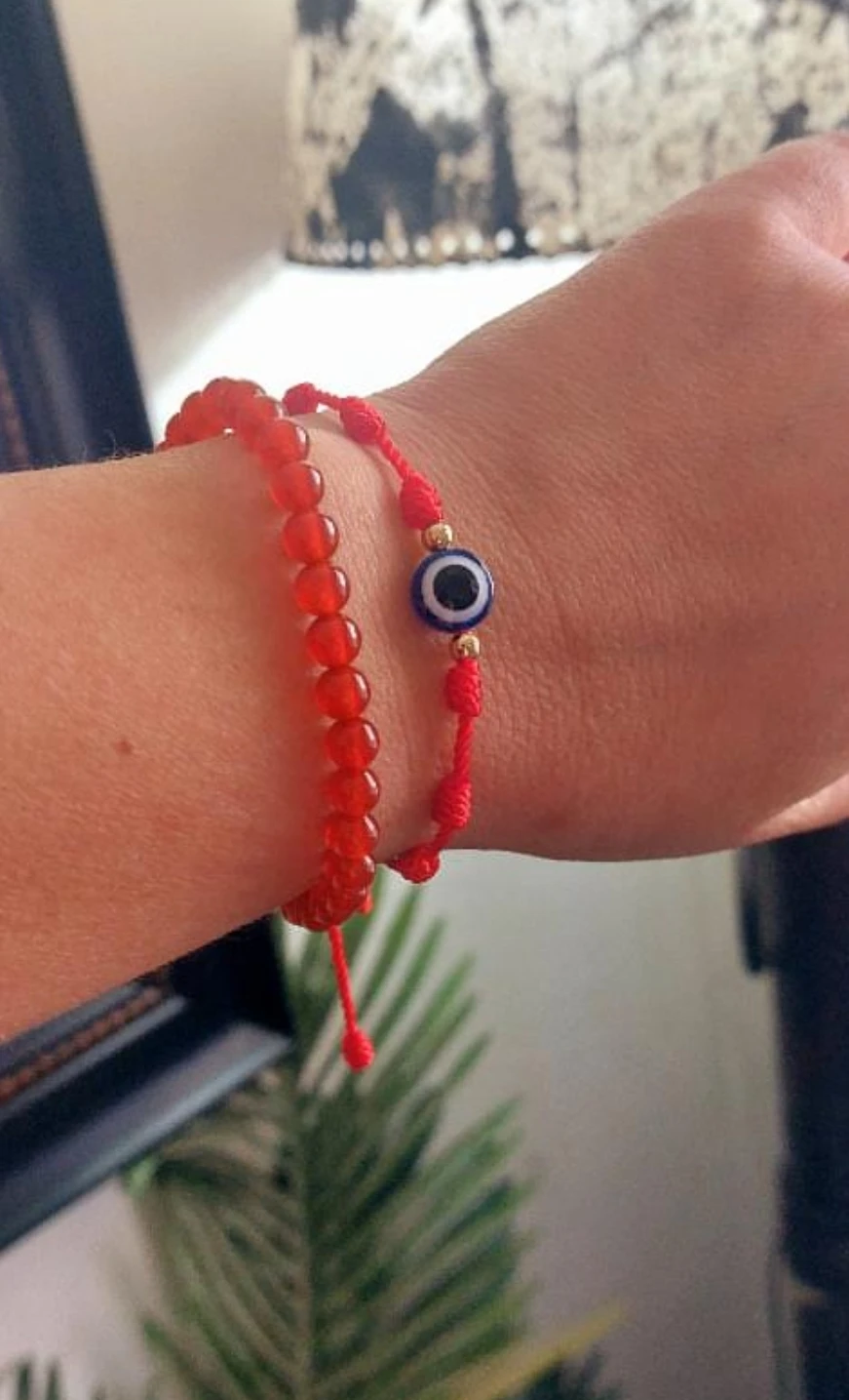 Agata cornalina y pulsera 7 nudos y ojo turco