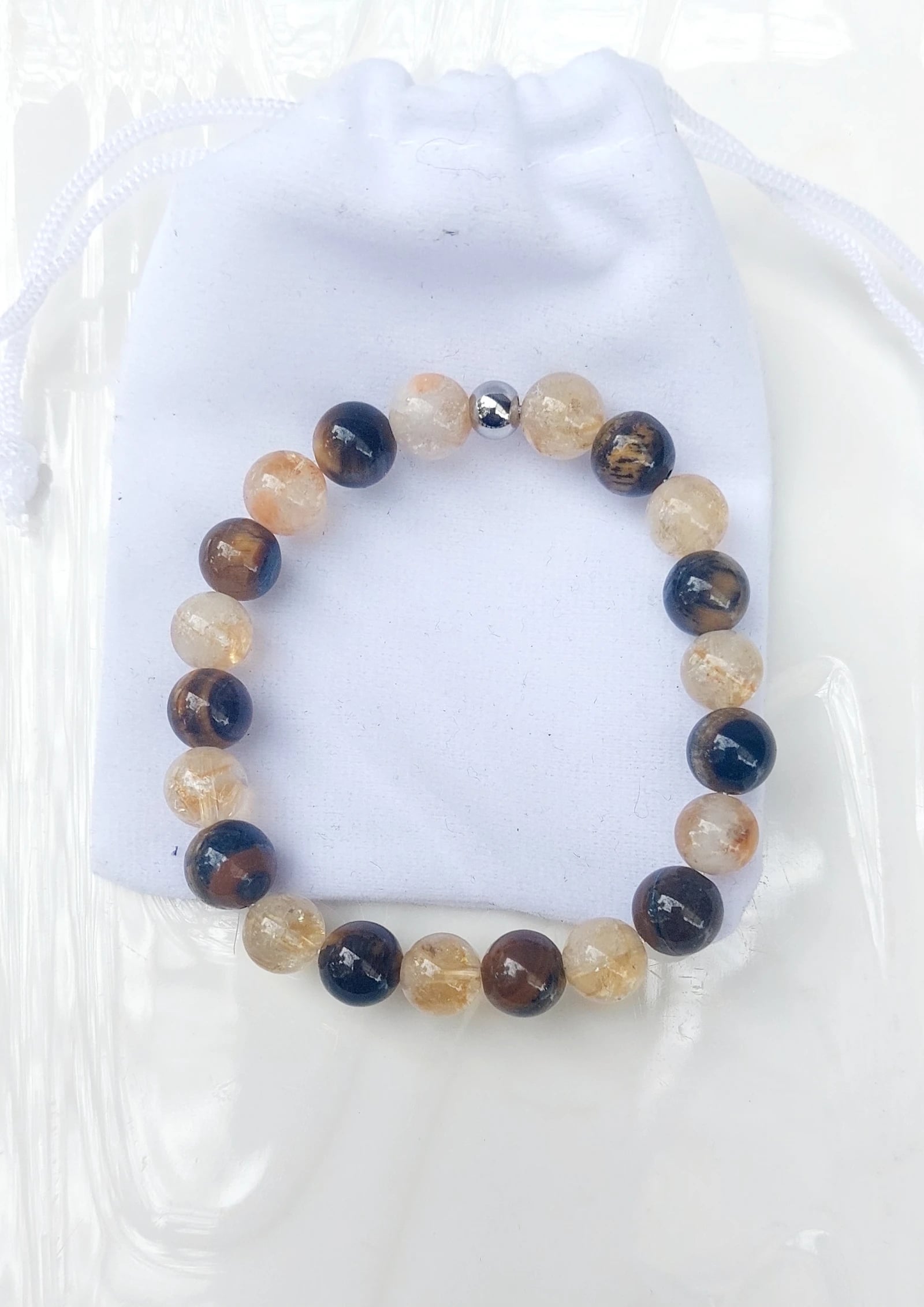 Pulsera Ojo de tigre y Citrino
